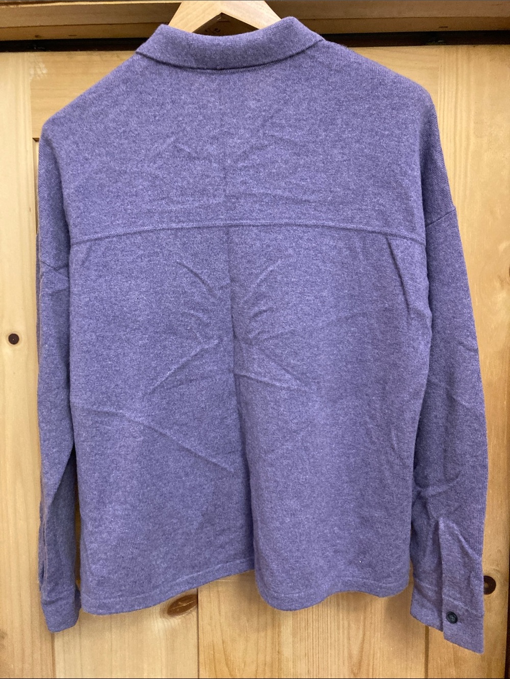 Garnet Hill Lavender Button-Up Cashmere Collared Sweater - Picture 2 of 5